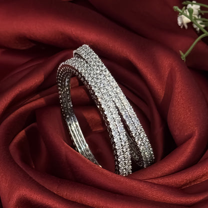 Silver Elara Premium AD Bangles Golden (Set of 4)