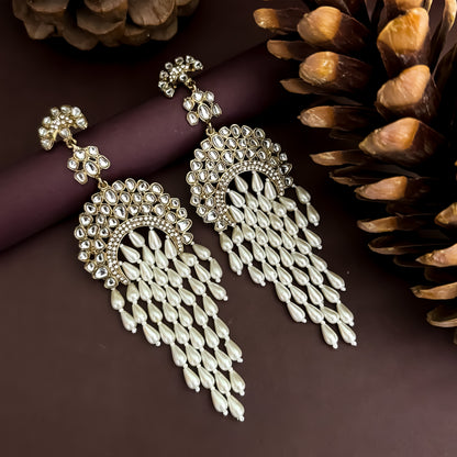 Pashmeena Uncut Kundan Chandbali Earrings