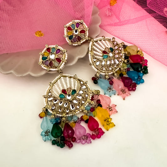 Kesar Chandbali Earrings - Multi