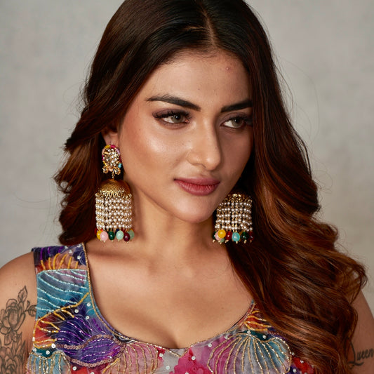 Noora Jhoomar Jhumka Earrings- Multi