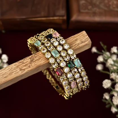 Multi Alvira Premium AD Bangles (Set of 4)