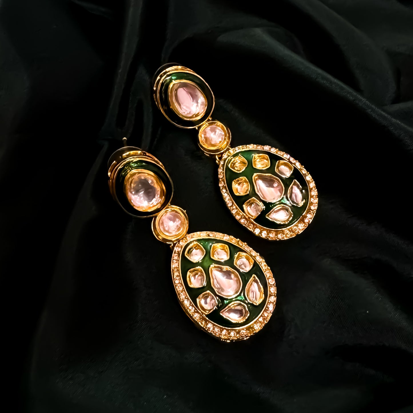 Kismat Kundan Earrings - Green