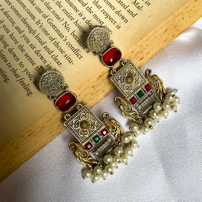 Nandini SLA Brass Earrings - Maroon