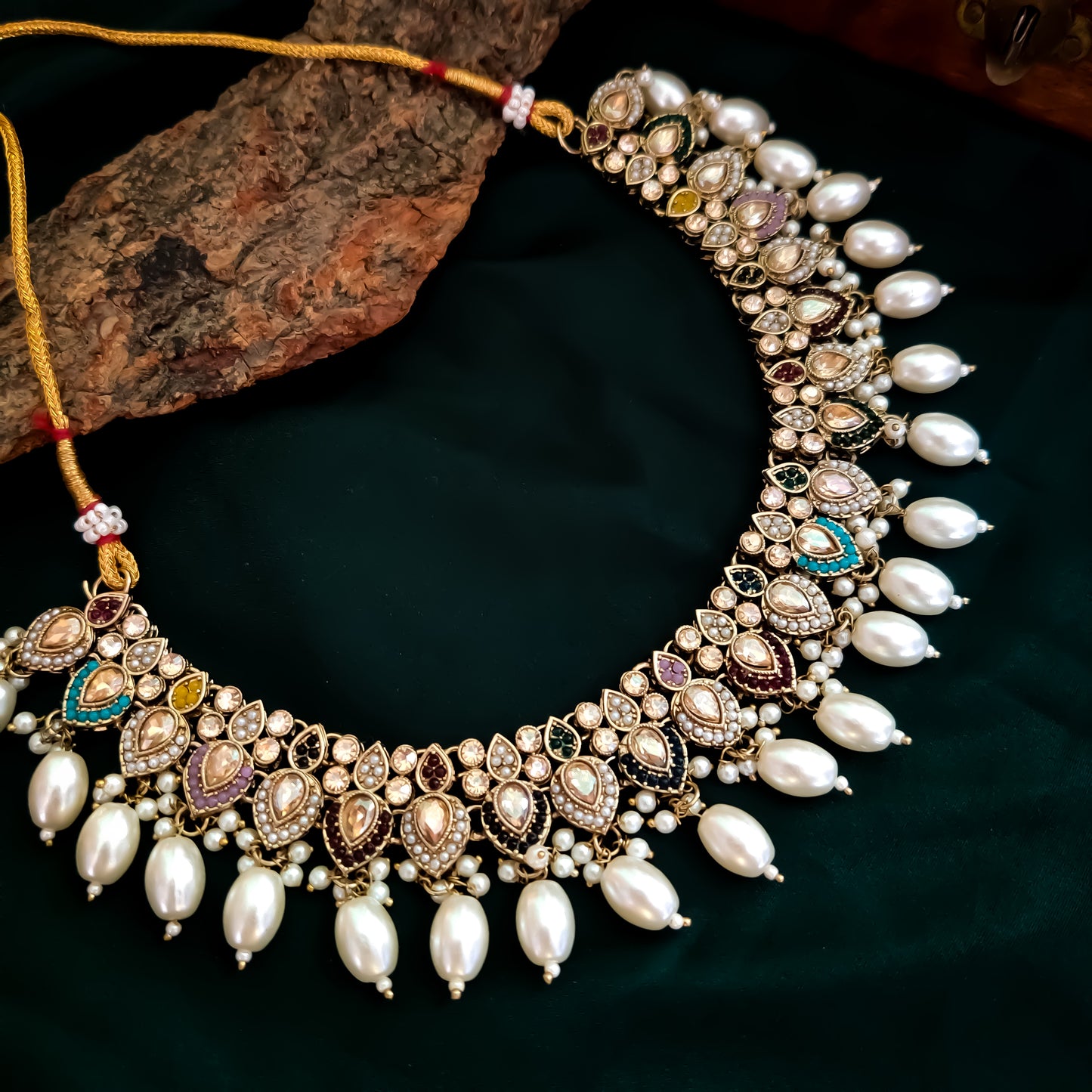 Saisha Royal Jadau Necklace Set - Multi