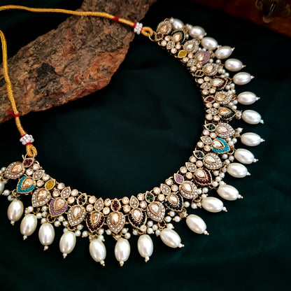Saisha Royal Jadau Necklace Set - Multi