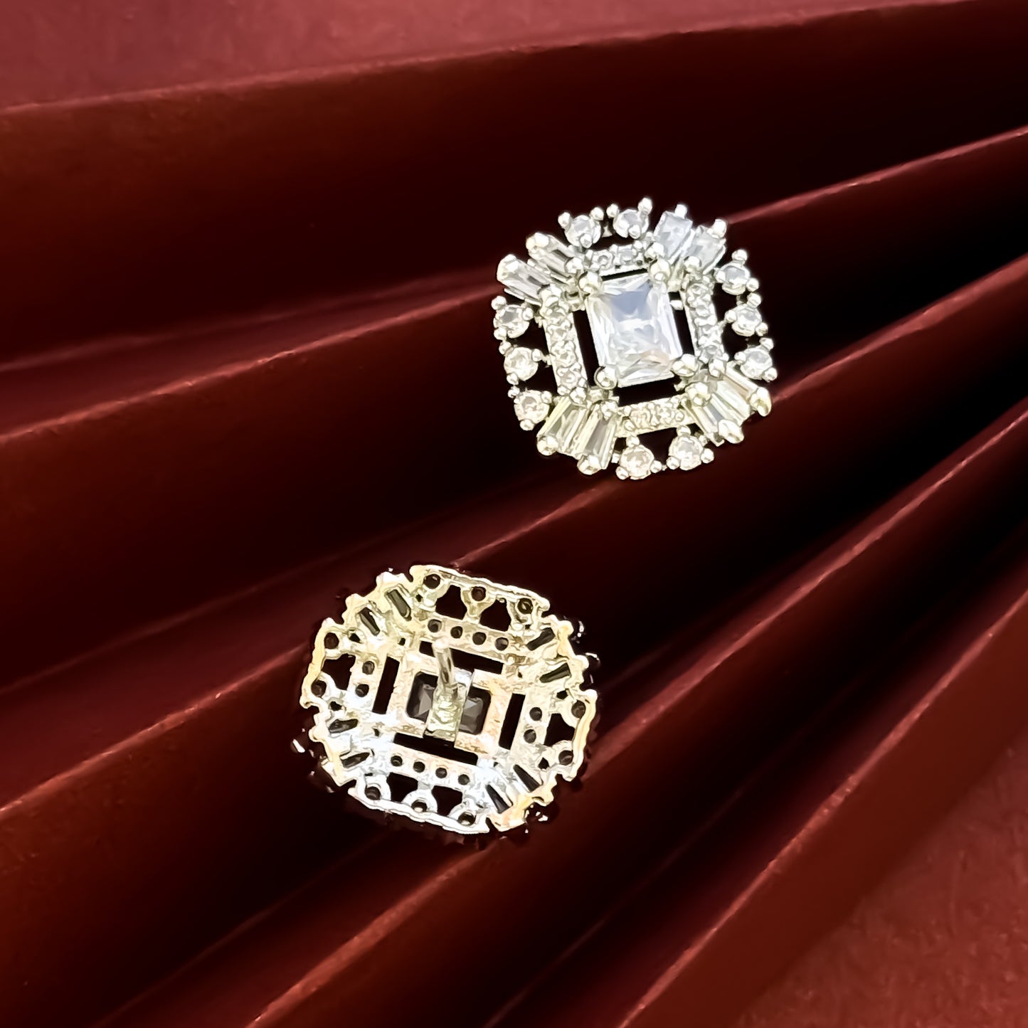Anastasia American Diamond Stud Earrings - Crystal white