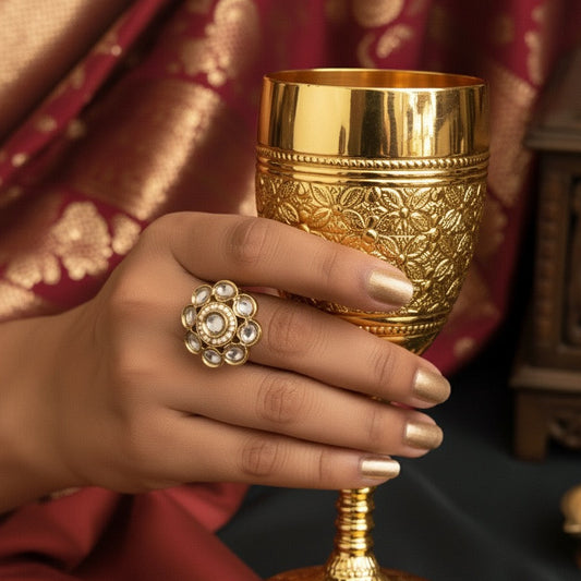 Saanvi Dabi kundan Adjustable Ring