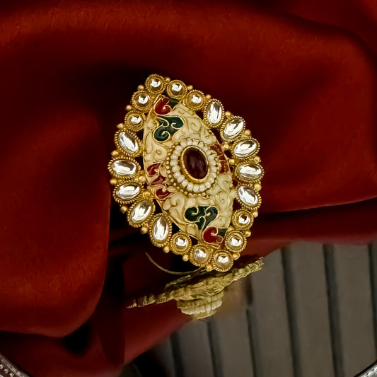 Kanchi Meenakari Ring - Golden