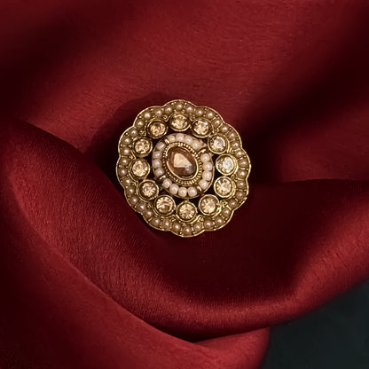 Koyal Jadau Adjustable Ring - Golden