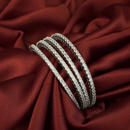 Silver Elara Premium AD Bangles Golden (Set of 4)