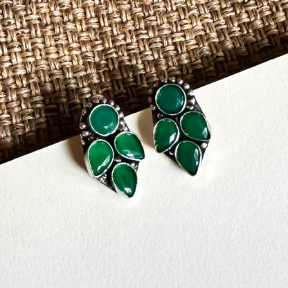 Suchitra Brass Stud Earrings -Green