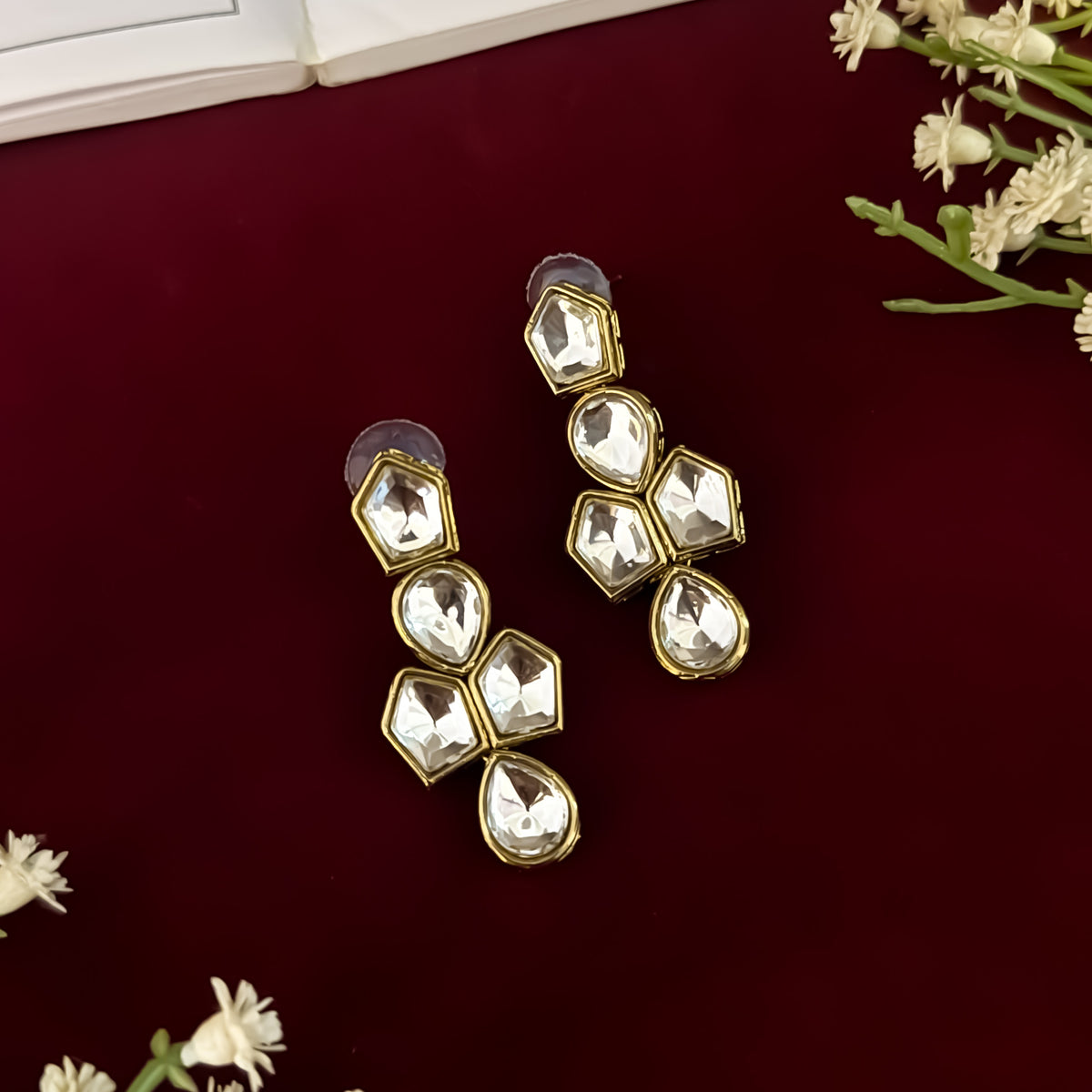 Golden Apeksha Double Layer Uncut Kundan Necklace Set