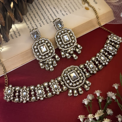 Golden Ruhanika Kundan Choker Necklace Set