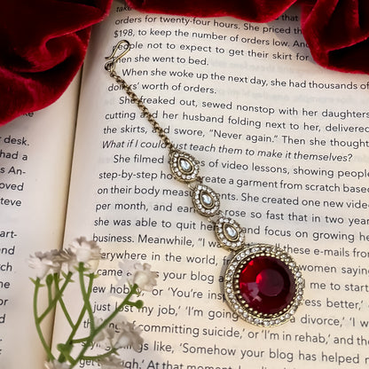 Naira AD Polki Look Alike Necklace Set - Maroon