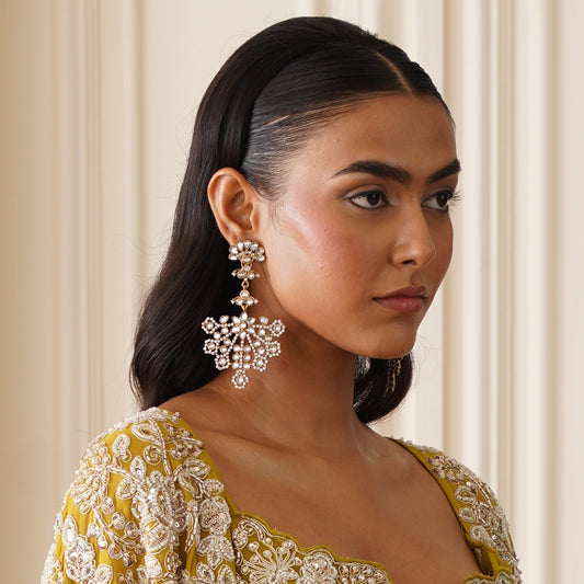 Nikhat Statement Dangler Earrings - Golden