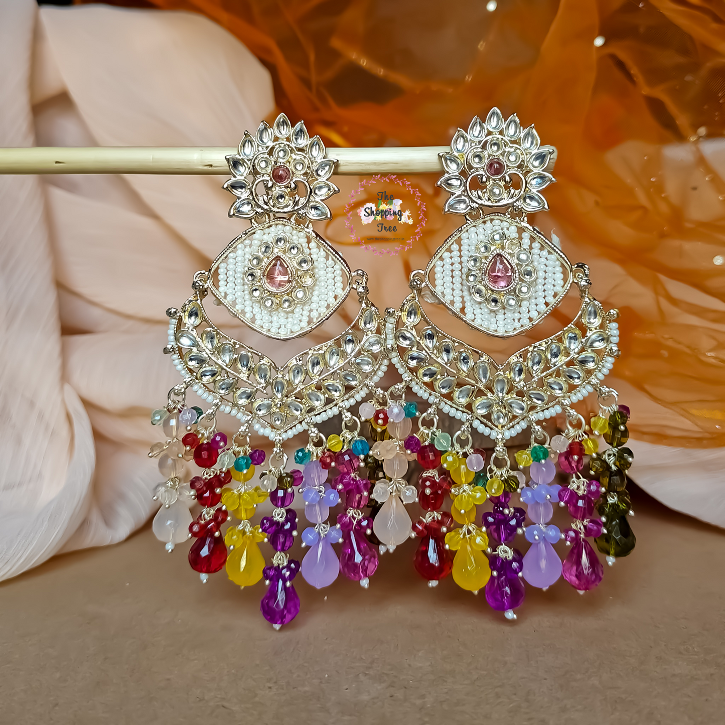 Shama Pearl Drop Chandbali Earrings Multi