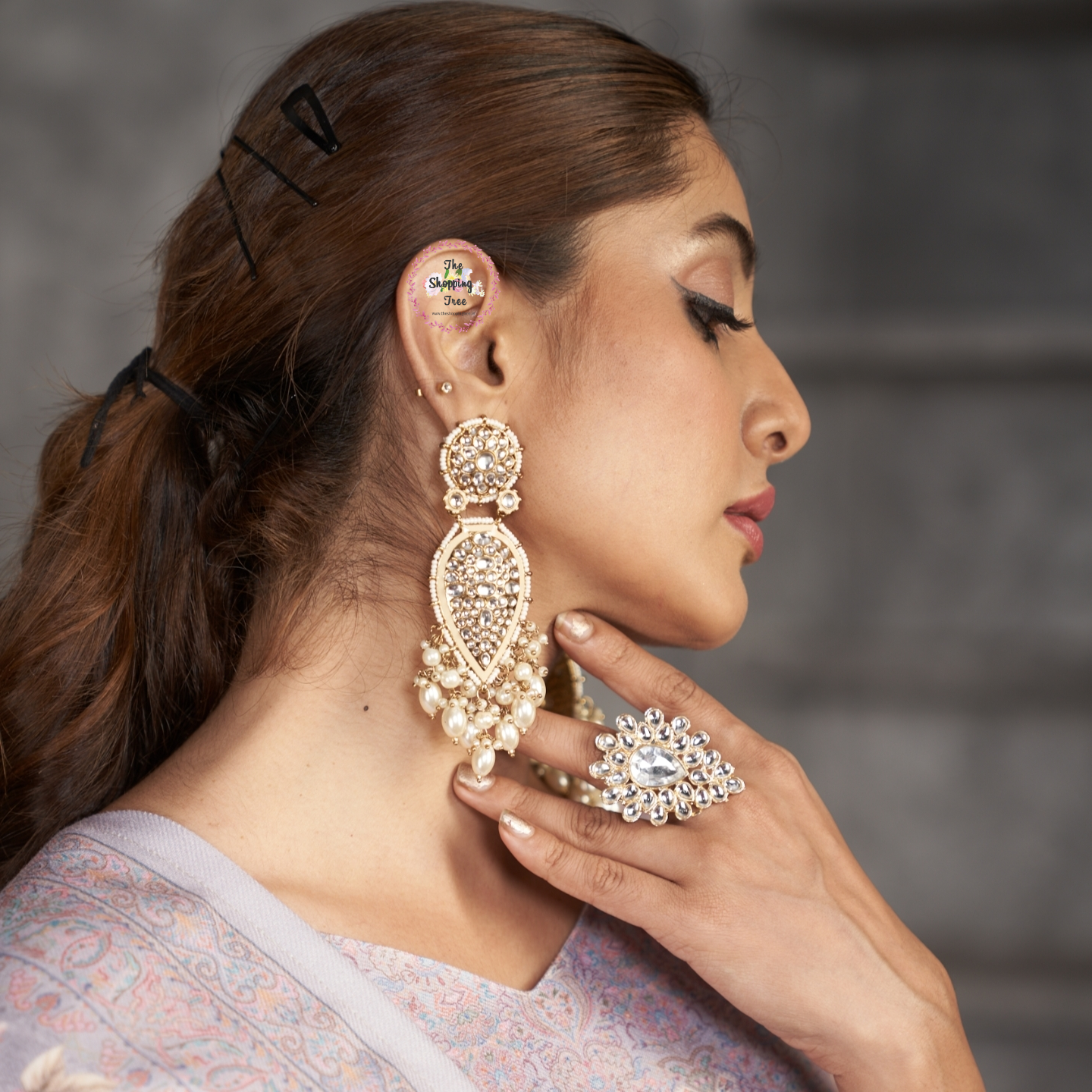 Jannat Pearl Drop Dangler Earring - Golden