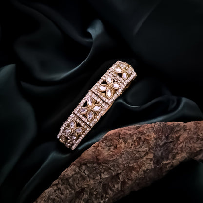 Prakriti Polki Lookalike Openable Bangles/Kada - Golden