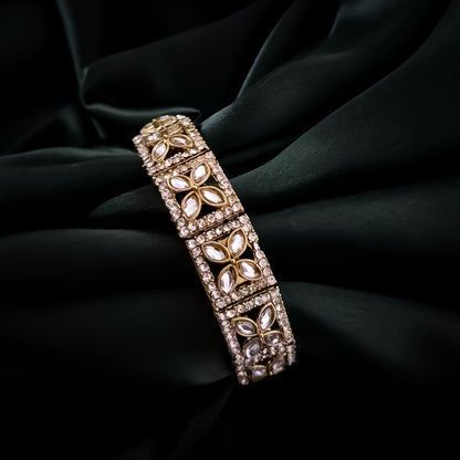 Prakriti Polki Lookalike Openable Bangles/Kada - Golden