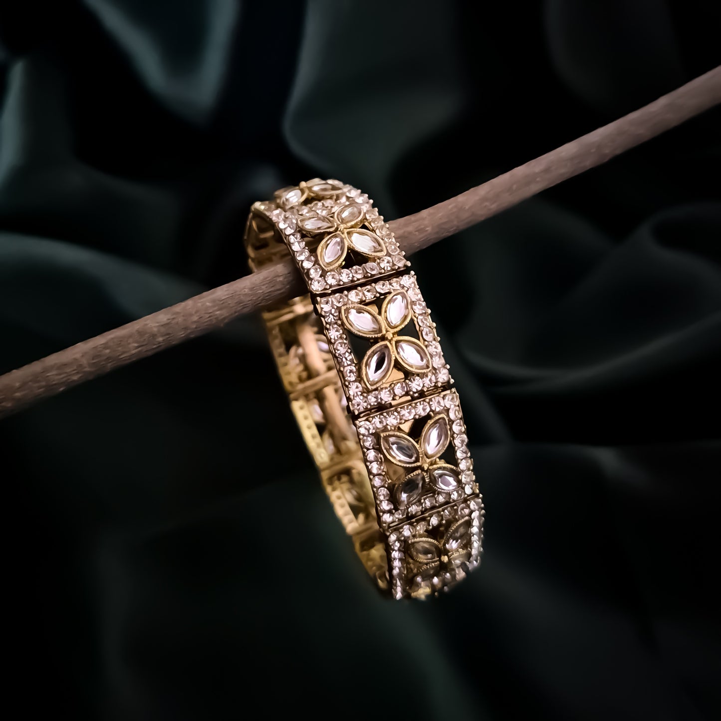 Prakriti Polki Lookalike Openable Bangles/Kada - Golden