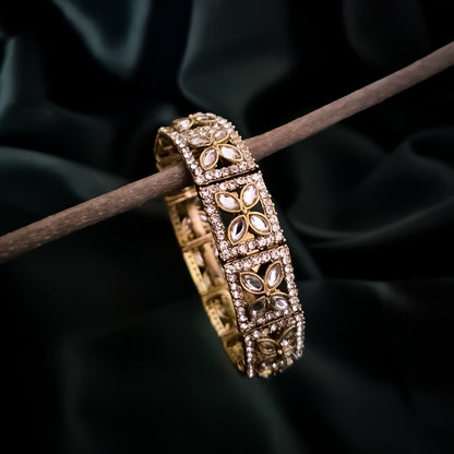 Prakriti Polki Lookalike Openable Bangles/Kada - Golden