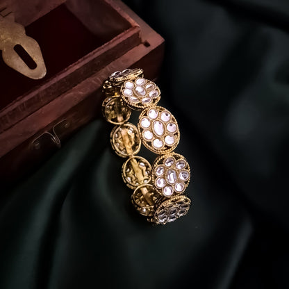 Akriti Kundan Openable Bangles/Kada- Golden