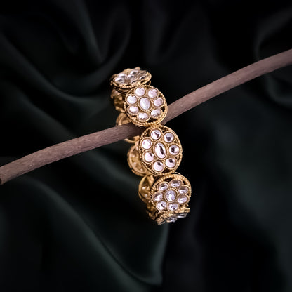 Akriti Kundan Openable Bangles/Kada- Golden