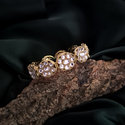 Akriti Kundan Openable Bangles/Kada- Golden