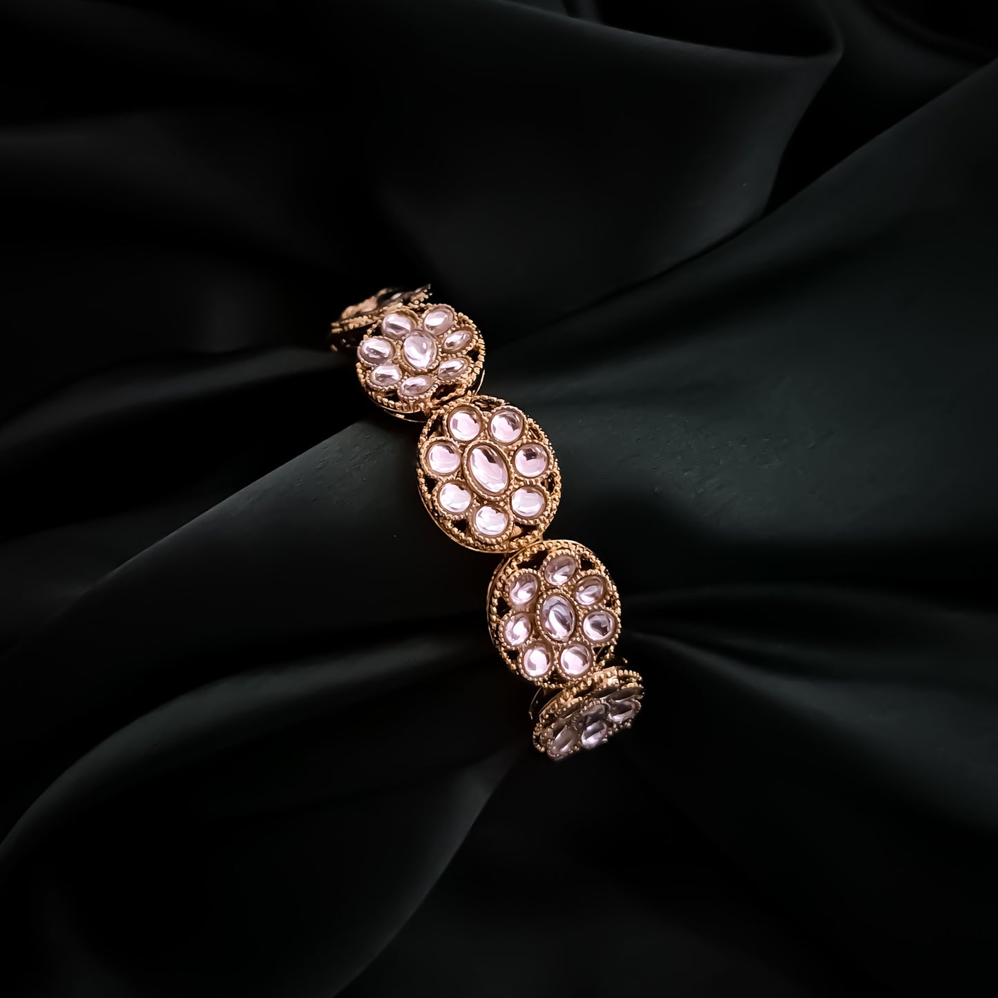 Akriti Kundan Openable Bangles/Kada- Golden