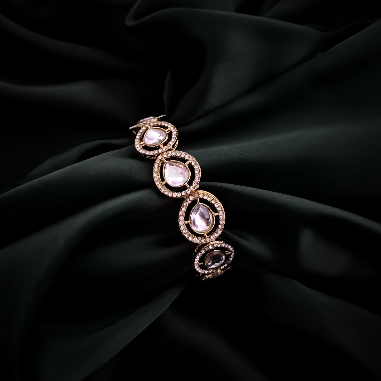 Kaira Polki Lookalike Openable Bangles/Kada - Golden