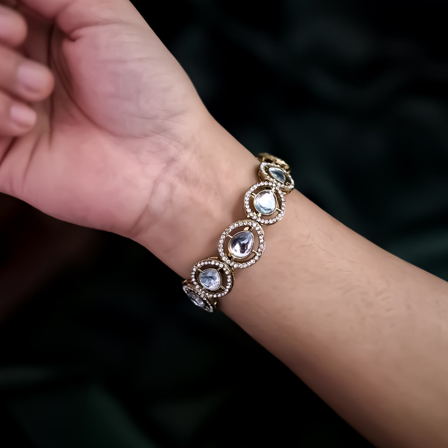 Kaira Polki Lookalike Openable Bangles/Kada - Golden