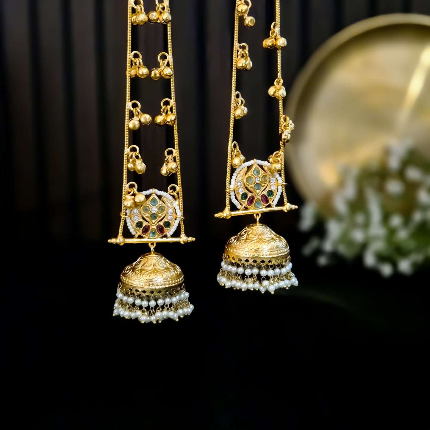 Anwita Kashmiri Brass Dejhoor Jhumka Ghungroo Earrings - Multi