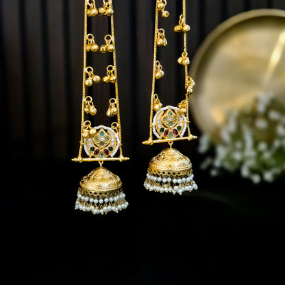Anwita Kashmiri Brass Dejhoor Jhumka Ghungroo Earrings - Multi