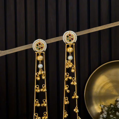 Anwita Kashmiri Brass Dejhoor Jhumka Ghungroo Earrings - Multi