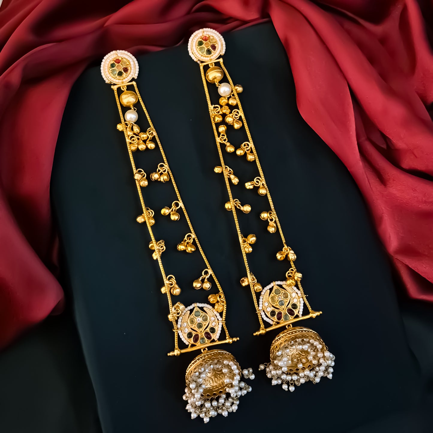 Anwita Kashmiri Brass Dejhoor Jhumka Ghungroo Earrings - Multi