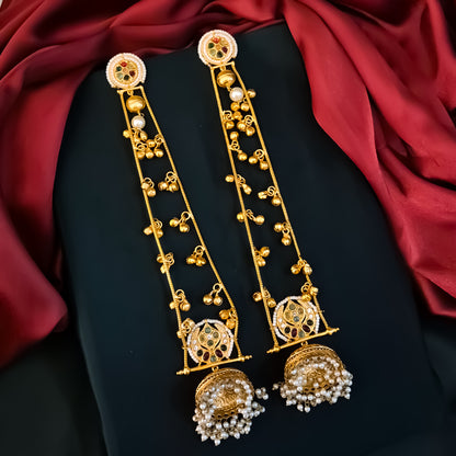 Anwita Kashmiri Brass Dejhoor Jhumka Ghungroo Earrings - Multi