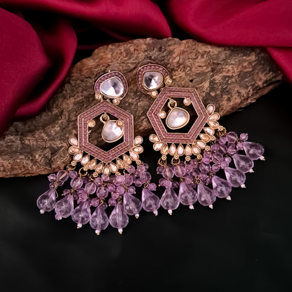 Mandana Kundan Chandbali Earrings - Lavender