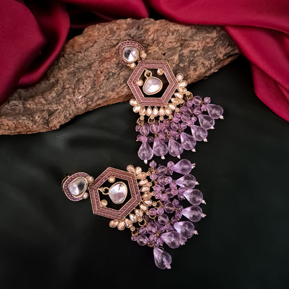 Mandana Kundan Chandbali Earrings - Lavender