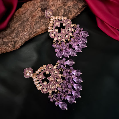 Manpreet Jadau Kundan Chandbali Earrings - Lavender