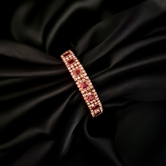 Manvika Kundan Openable Bangle/Kada - Ruby Red