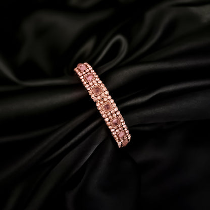 Manvika Kundan Openable Bangle/Kada - Pastel Pink