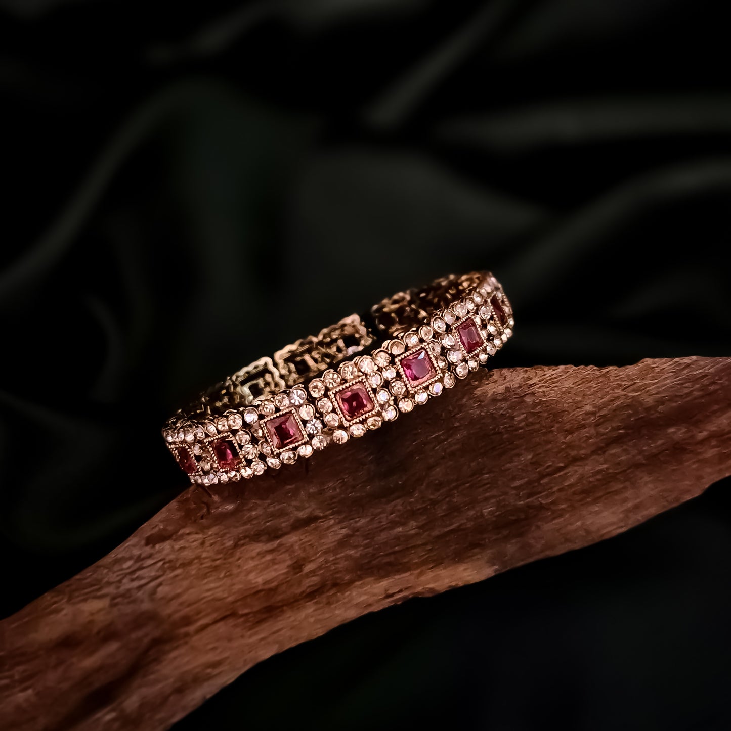 Manvika Kundan Openable Bangle/Kada - Ruby Red