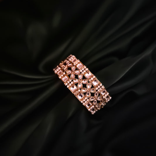 Keren Kundan Openable Bangles/Kada - Golden