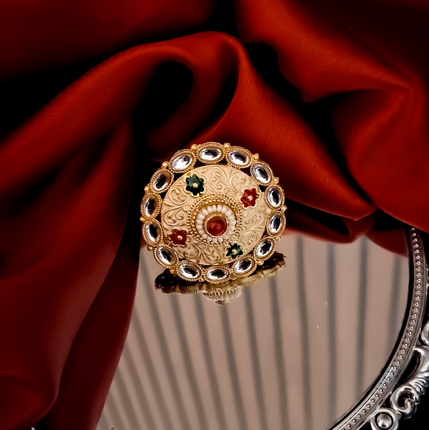 Sanchi Meenakari Ring - Golden