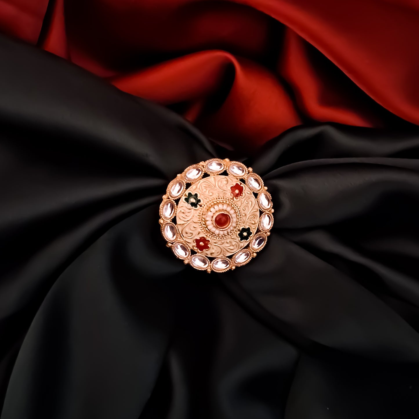 Sanchi Meenakari Ring - Golden