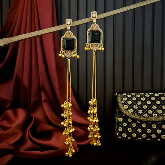 Vrikshika Premium Kashmiri Brass Ghungroo Earrings - Green