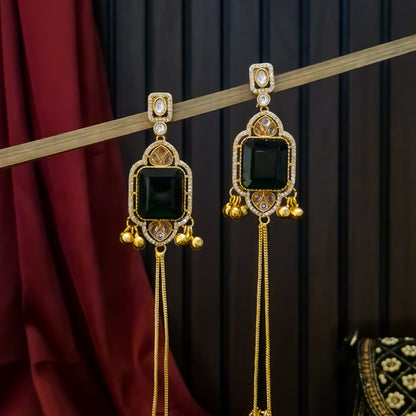 Vrikshika Premium Kashmiri Brass Ghungroo Earrings - Green