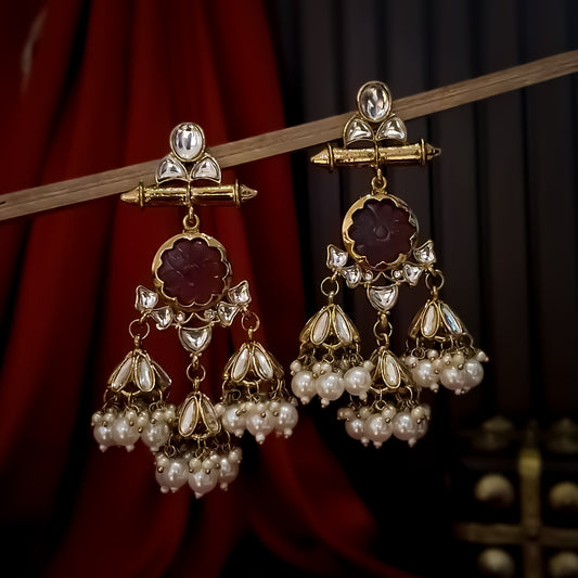 Sayani Chandbali Jhumka Earrings- Purple