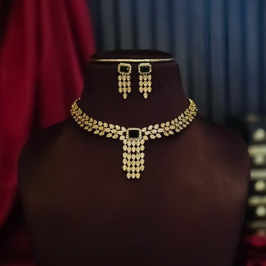 Samyukta Temple AD Necklace Set - Green