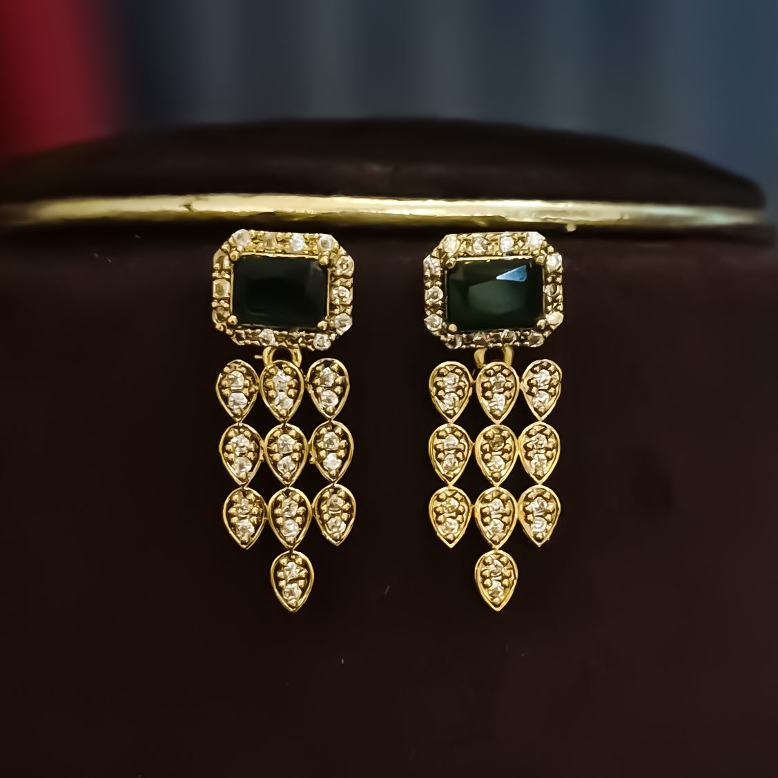 Samyukta Temple AD Necklace Set - Green